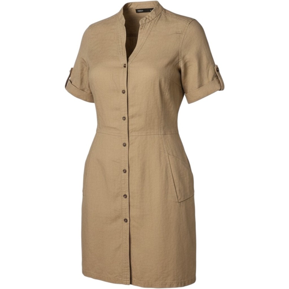 Nau Button-Down T-Shirt Dress Women's Large Organic Linen Lagenlook Utility 70's